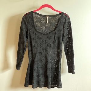 Free People black lace peplum top